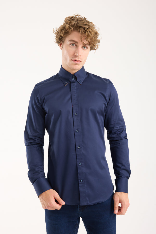 Roma Iconic Satin Man Shirt Blue