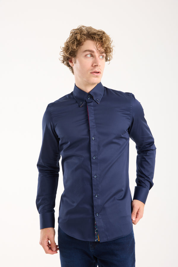 Roma Iconic Satin Man Shirt Blue