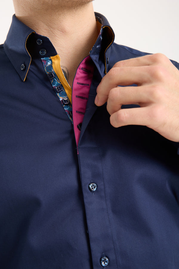 Roma Iconic Satin Man Shirt Blue