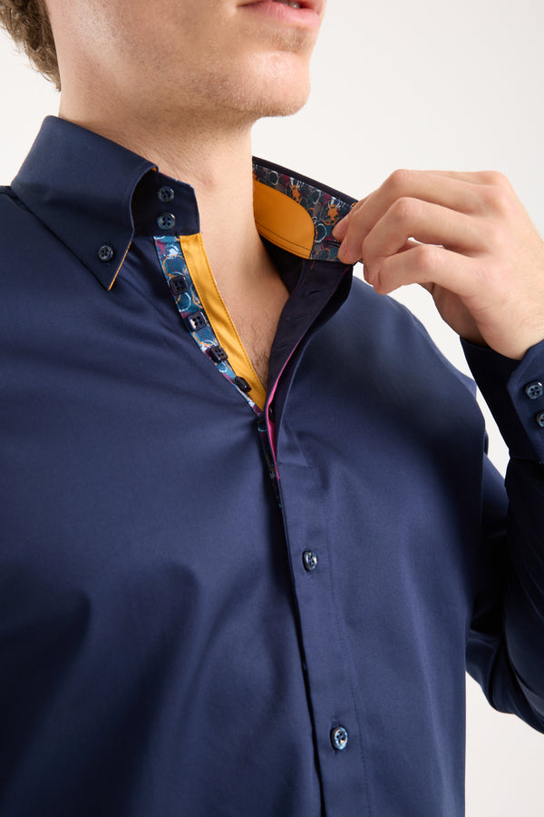 Roma Iconic Satin Man Shirt Blue