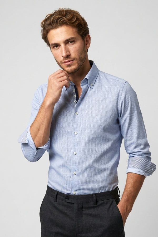 Roma Iconic Herren Hemd Armored Hellblau Weiss