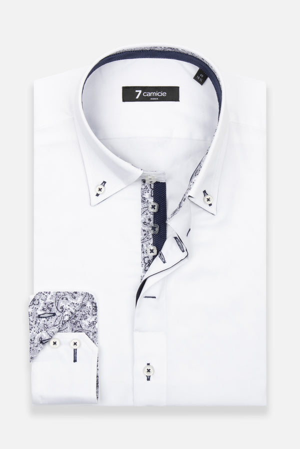 Camicia Uomo Roma Iconic Satin Bianco