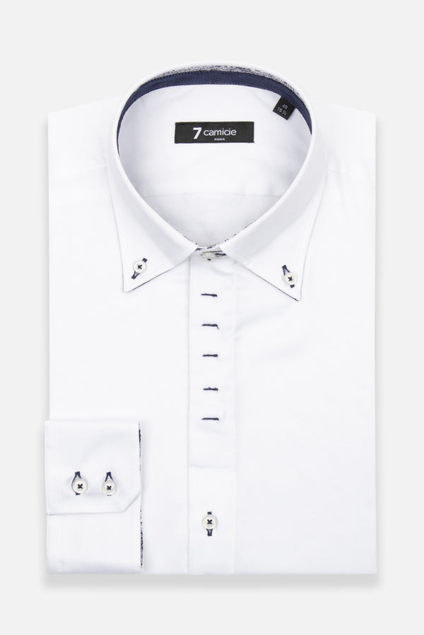 Camicia Uomo Roma Iconic Satin Bianco