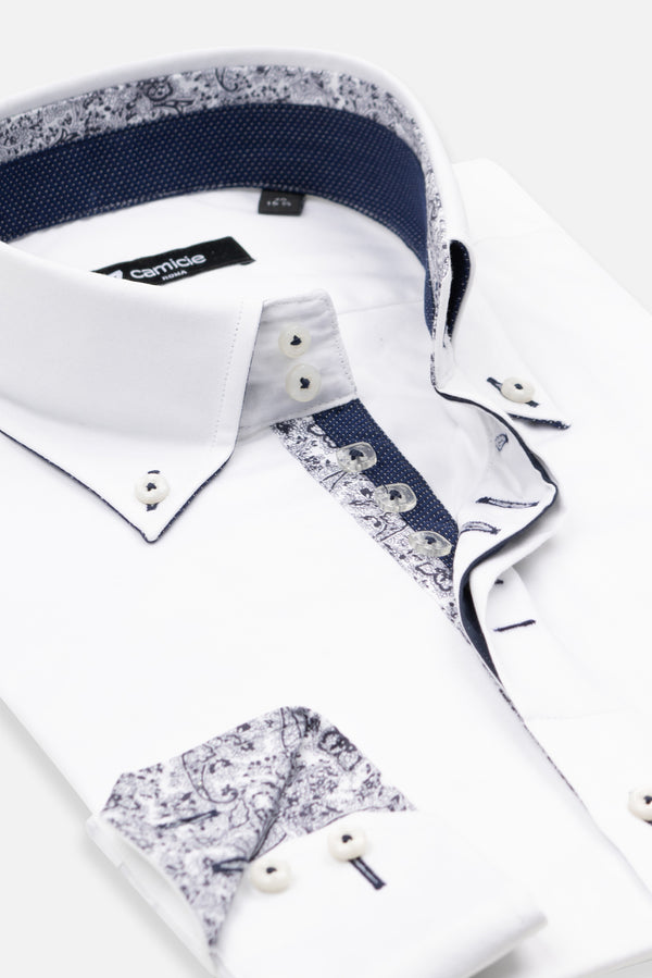 Camicia Uomo Roma Iconic Satin Bianco