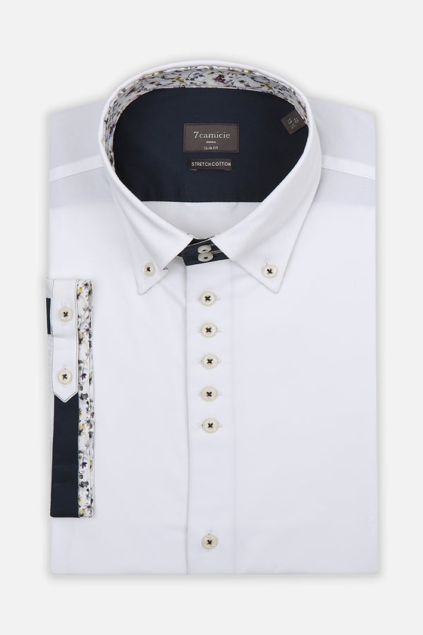Camisa Hombre Manga corta Roma Iconic Popelin Stretch Blanco