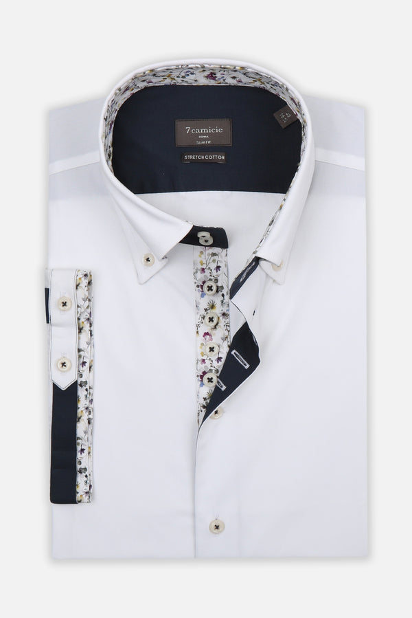 Camisa Hombre Manga corta Roma Iconic Popelin Stretch Blanco