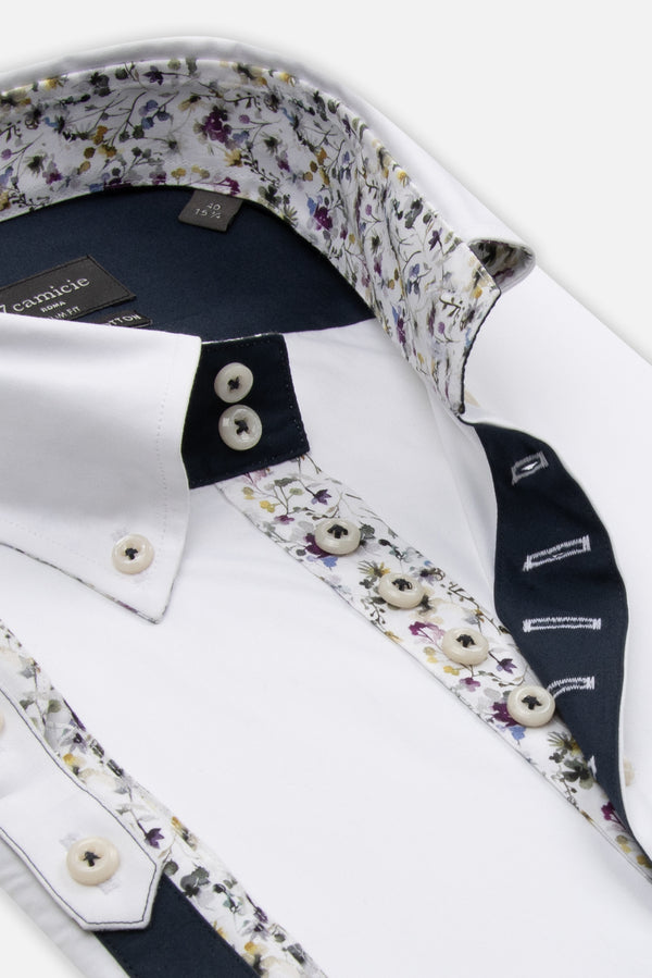 Camisa Hombre Manga corta Roma Iconic Popelin Stretch Blanco
