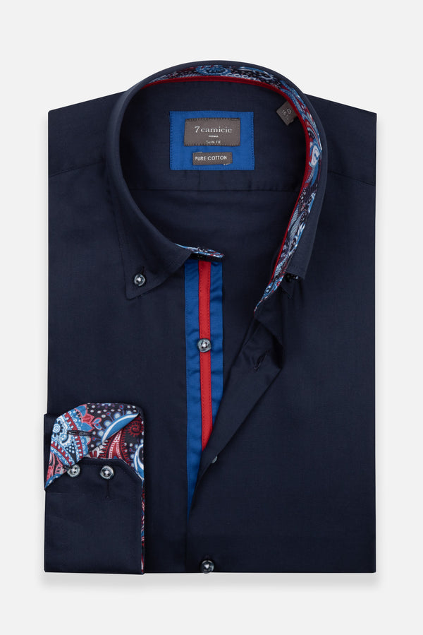 Chemise Homme Roma Iconic Satin Bleu