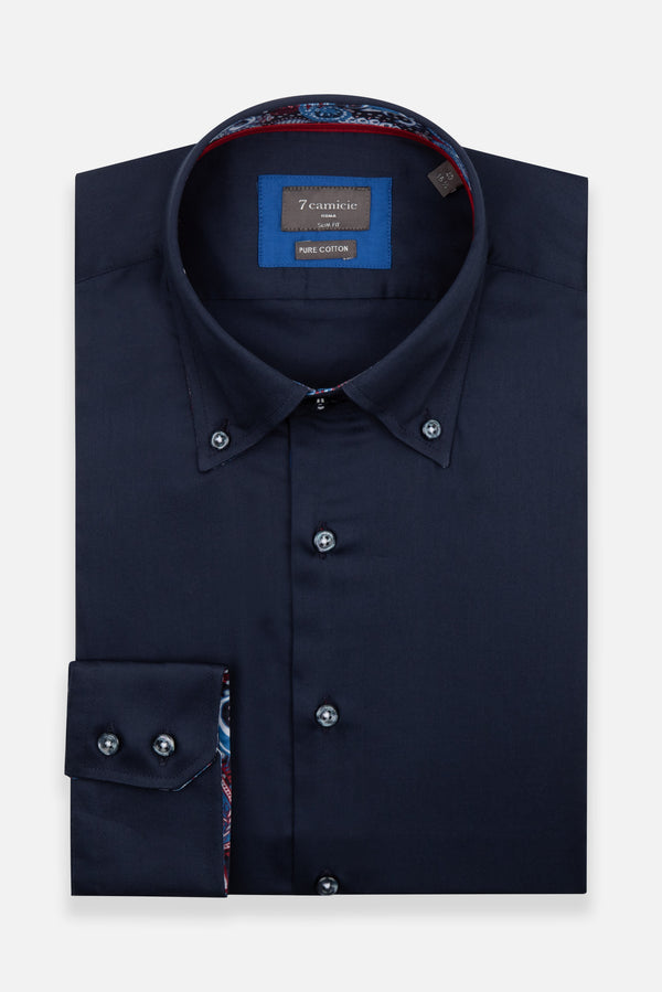 Camicia Uomo Roma Iconic Satin Blu