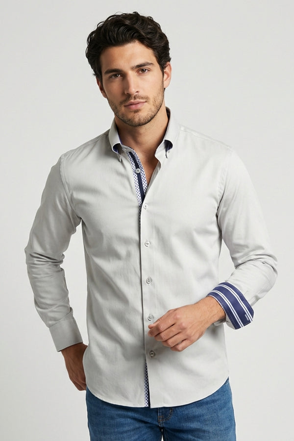 Chemise Homme Roma Iconic Satin Gris