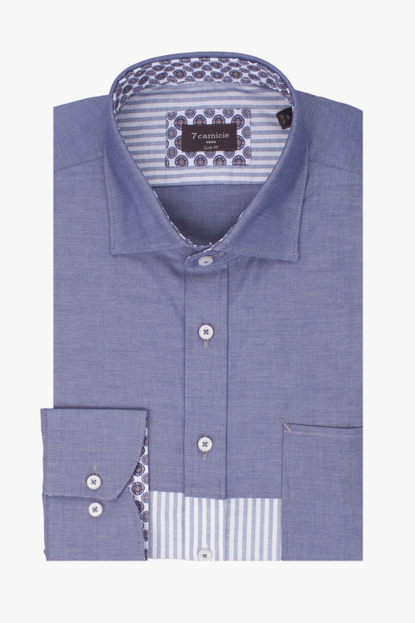 Camicia Uomo Sport Popelin Blu