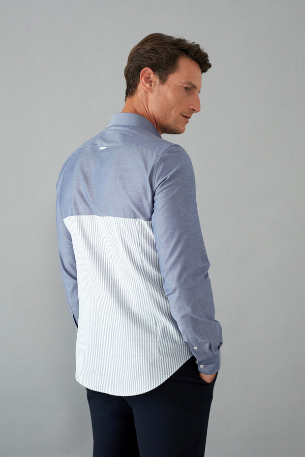 Camicia Uomo Sport Popelin Blu