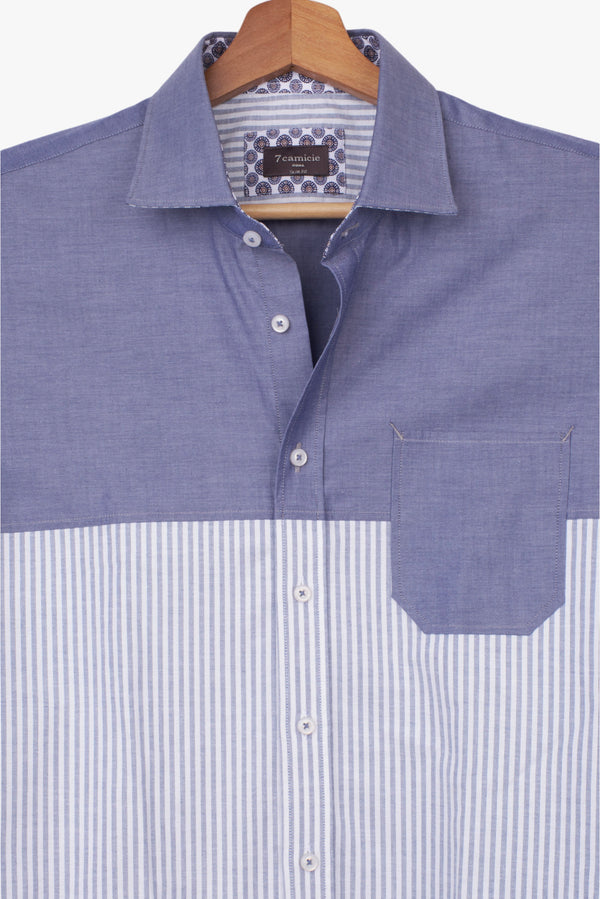 Camicia Uomo Sport Popelin Blu