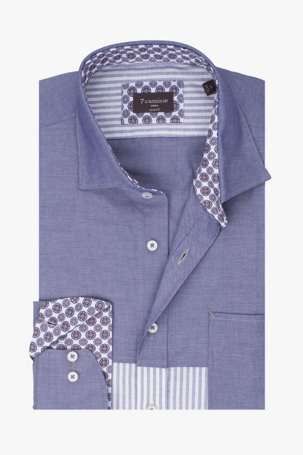 Camicia Uomo Sport Popelin Blu