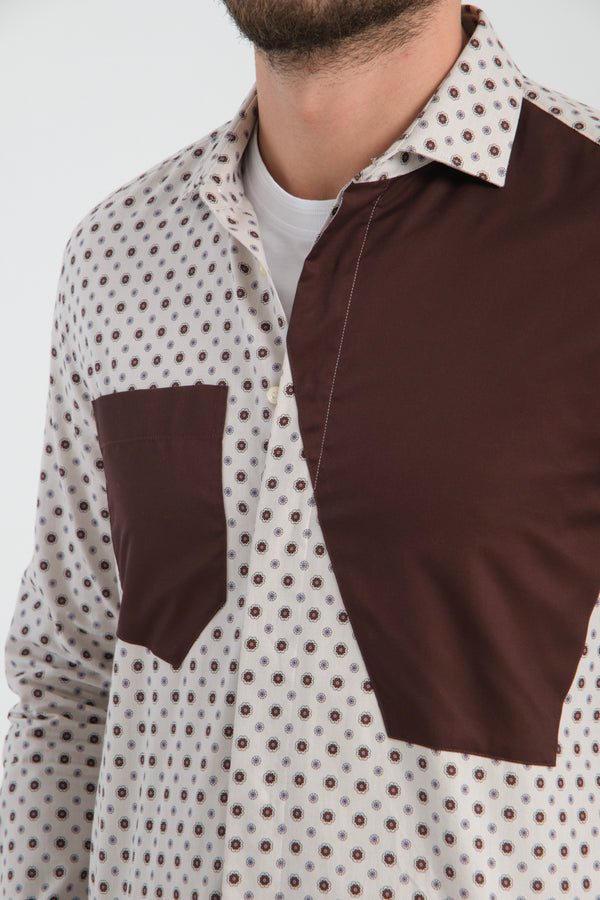 Camisa Hombre Sport Popelin Beige Marron