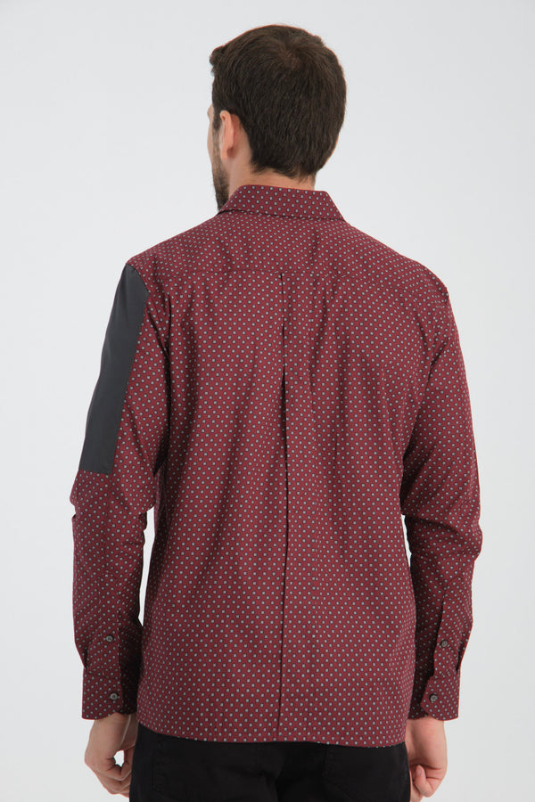 Chemise Homme en Popeline rouge et grise