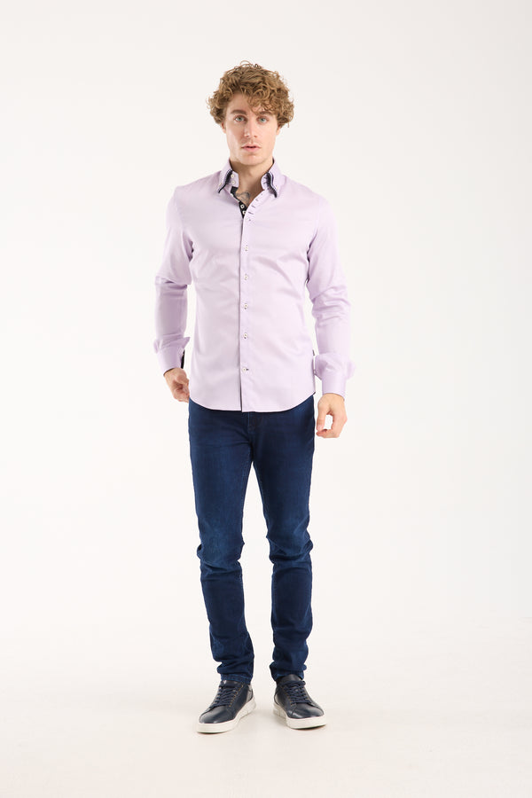 Camisa Hombre Vesuvio Iconic Satin Lila