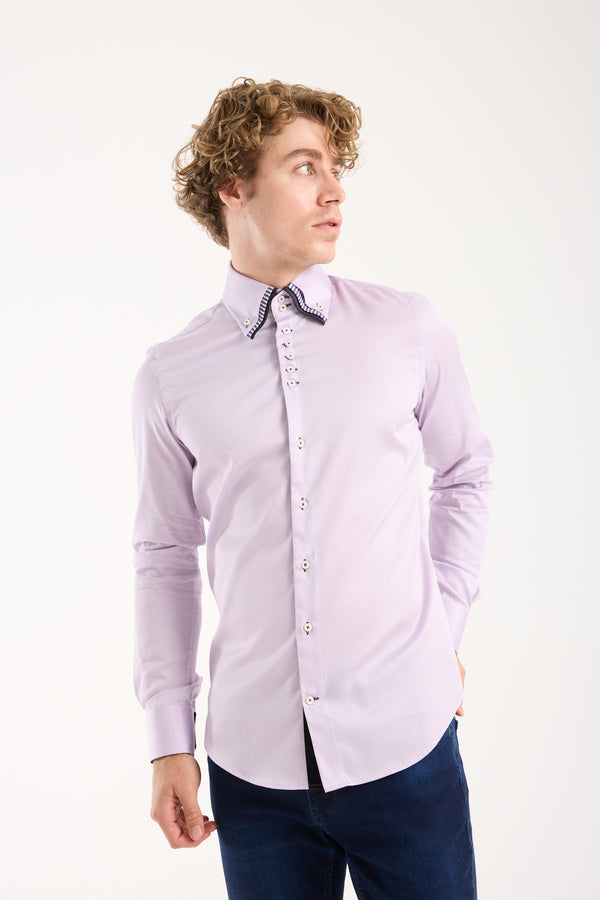 Camisa Hombre Vesuvio Iconic Satin Lila