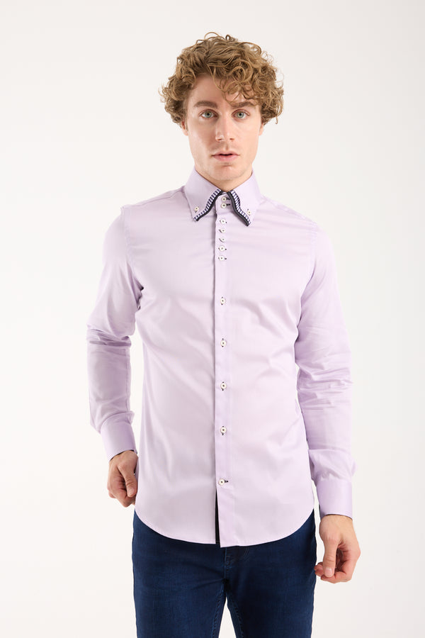 Camisa Hombre Vesuvio Iconic Satin Lila