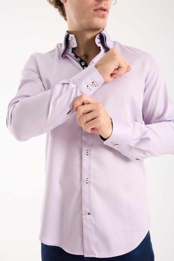 Camisa Hombre Vesuvio Iconic Satin Lila