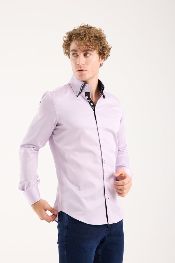 Camisa Hombre Vesuvio Iconic Satin Lila