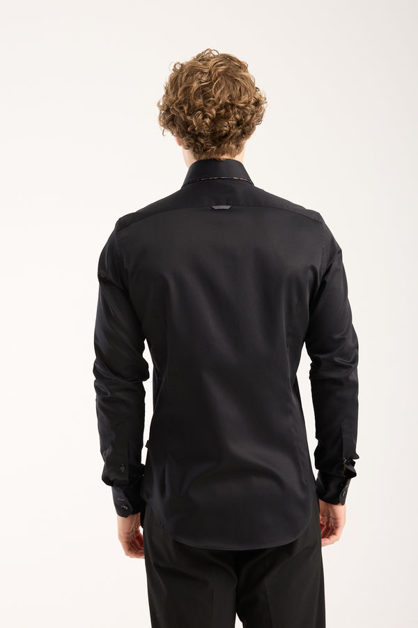 Vesuvio Iconic Satin Man Shirt Black