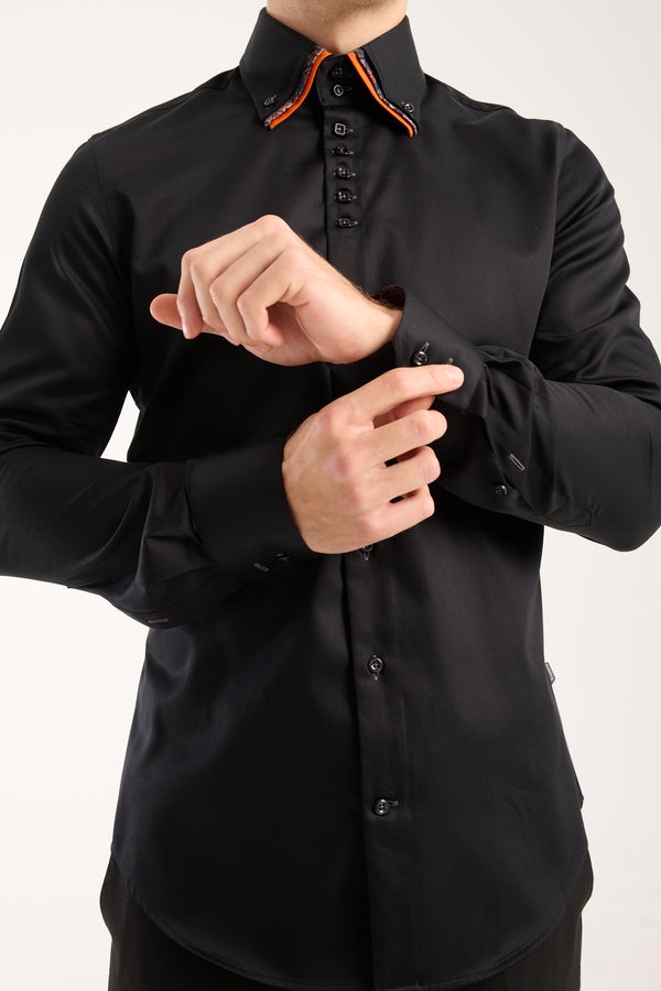 Vesuvio Iconic Satin Man Shirt Black
