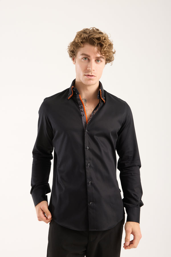 Vesuvio Iconic Satin Man Shirt Black