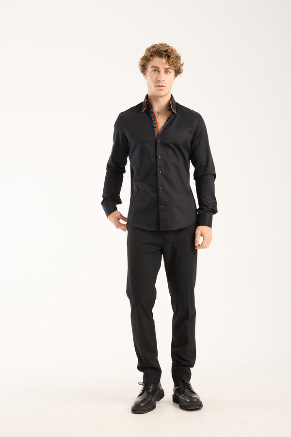 Vesuvio Iconic Satin Man Shirt Black