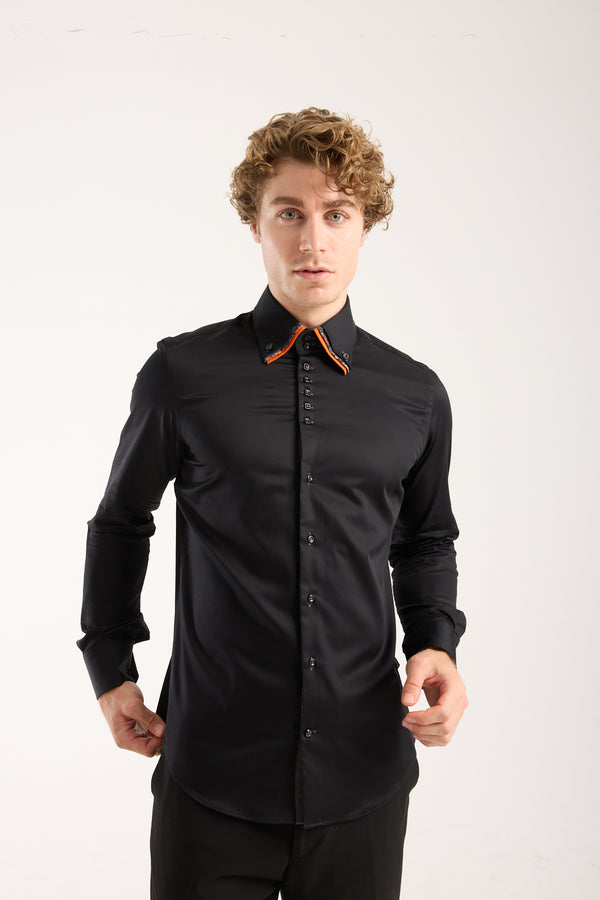 Vesuvio Iconic Satin Man Shirt Black