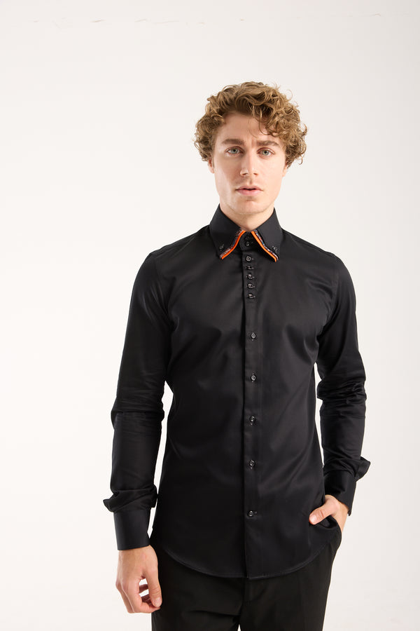 Vesuvio Iconic Satin Man Shirt Black