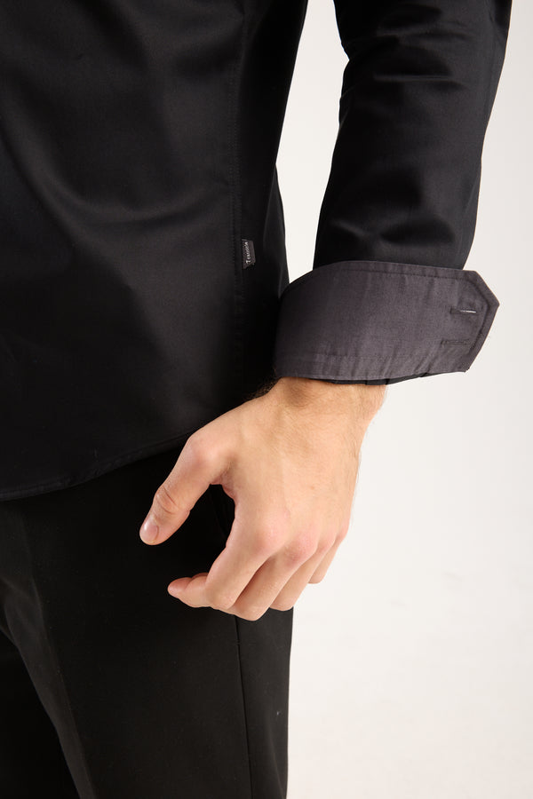 Vesuvio Iconic Satin Man Shirt Black