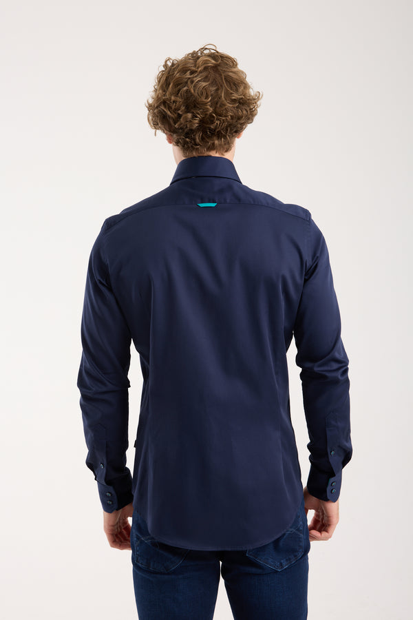 Vesuvio Iconic Satin Man Shirt Blue