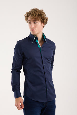 Vesuvio Iconic Satin Man Shirt Blue