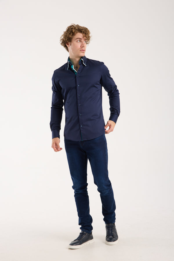Vesuvio Iconic Satin Man Shirt Blue