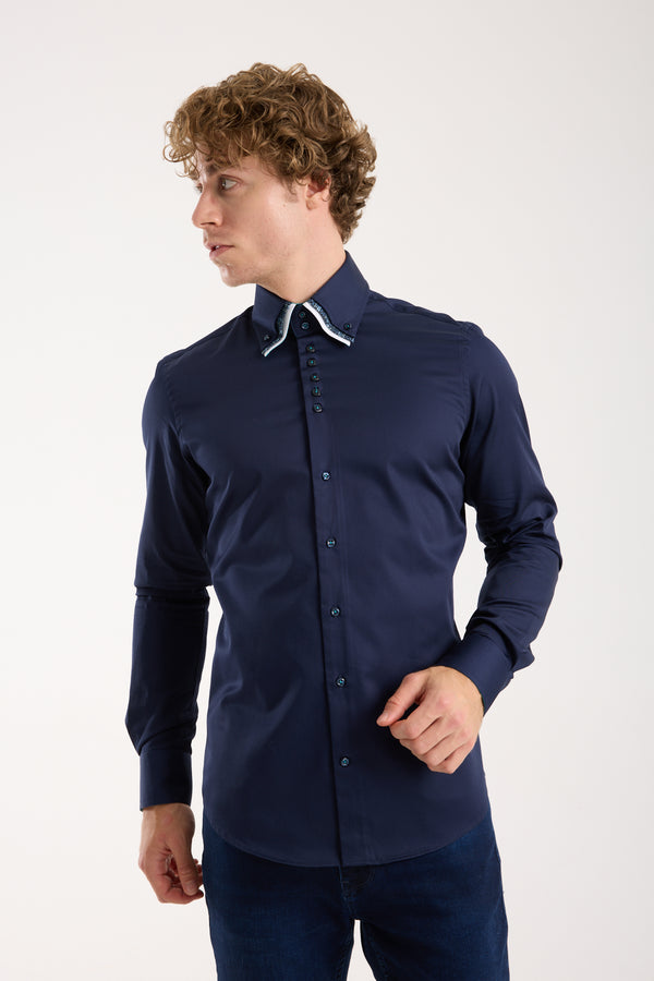 Vesuvio Iconic Satin Man Shirt Blue