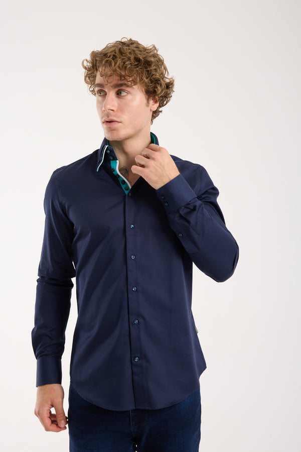 Vesuvio Iconic Satin Man Shirt Blue