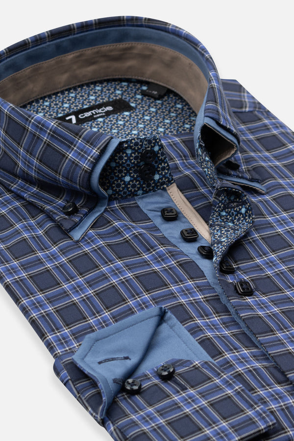 Camisa Hombre Marco Polo Iconic Twill Azul Morado