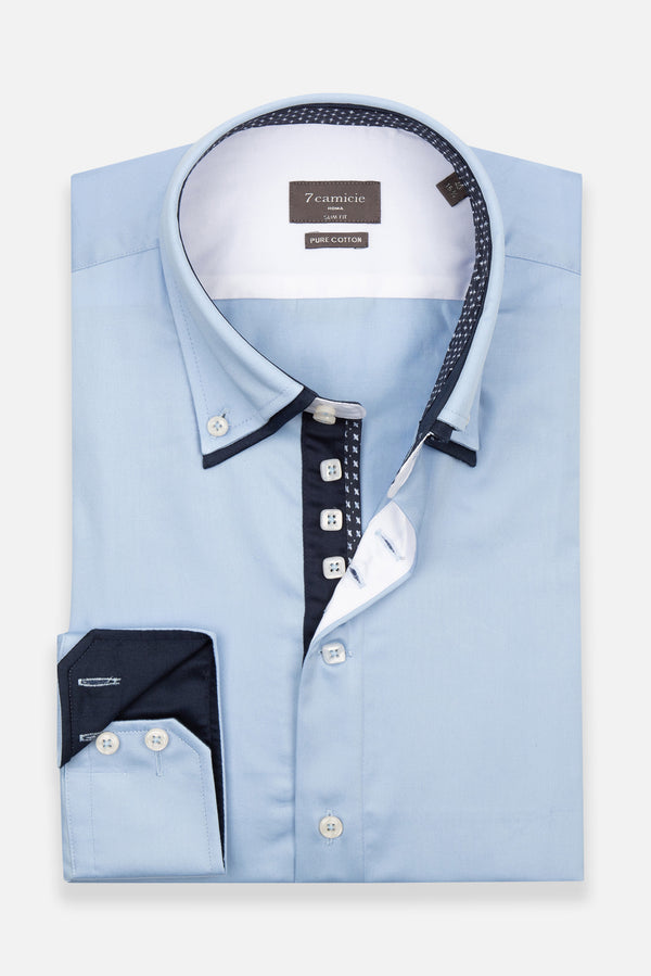 Camisa Hombre Marco Polo Iconic Satin Azul Claro