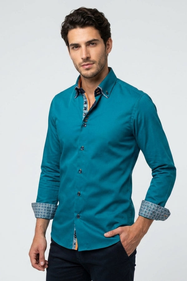 Camisa Hombre Marco Polo Iconic Satin Verde