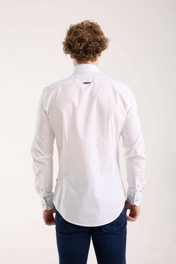 Chemise Homme Sport Popelin Stretch Blanc