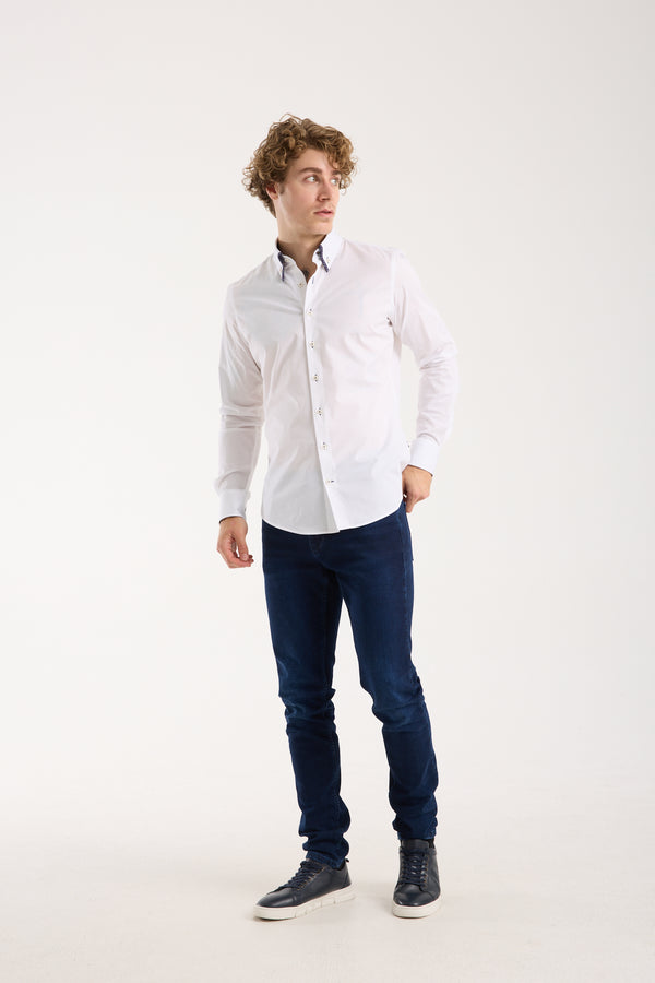 Chemise Homme Sport Popelin Stretch Blanc