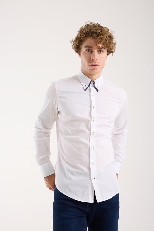 Chemise Homme Sport Popelin Stretch Blanc