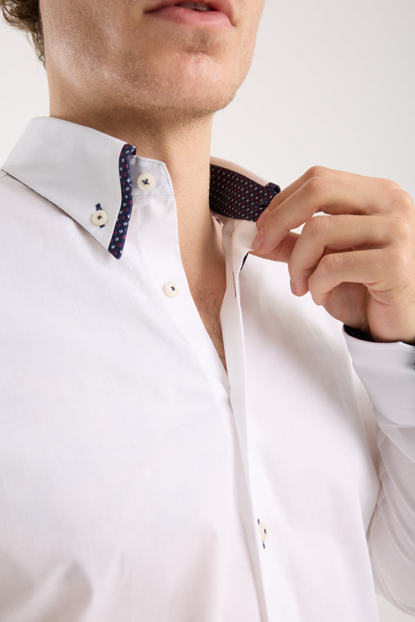 Chemise Homme Sport Popelin Stretch Blanc