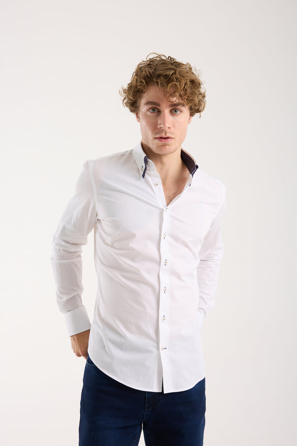 Chemise Homme Sport Popelin Stretch Blanc