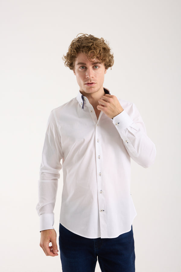 Chemise Homme Sport Popelin Stretch Blanc
