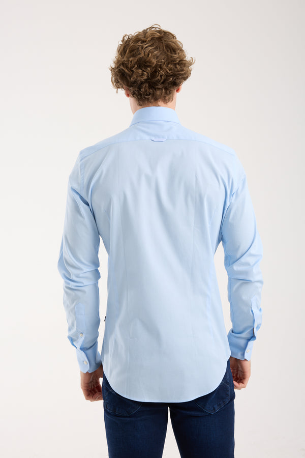 Sport Poplin Stretch Man Shirt Light Blue