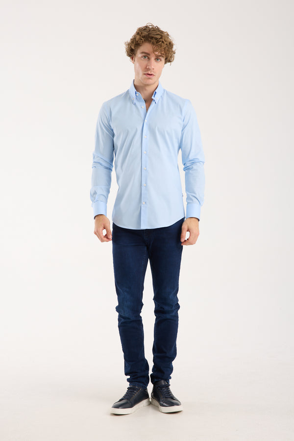 Sport Poplin Stretch Man Shirt Light Blue
