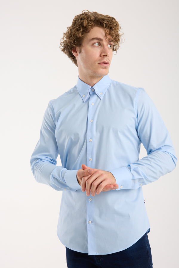 Sport Poplin Stretch Man Shirt Light Blue