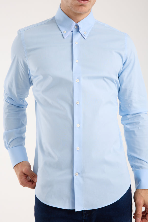 Sport Poplin Stretch Man Shirt Light Blue